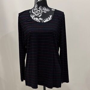 Chico's metallic Striped Long Sleeve Top Chico’s 2